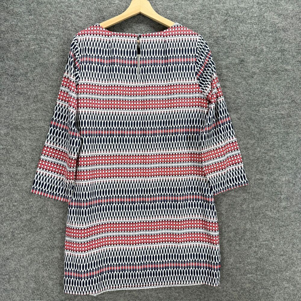 J. Crew Dress Women 10 Black Striped Shift Midi Long Sleeve Lined Hook & Eye - Picture 2 of 8